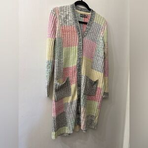 Anthropologie Multicolor Patchwork Cardigan - women’s medium - long length